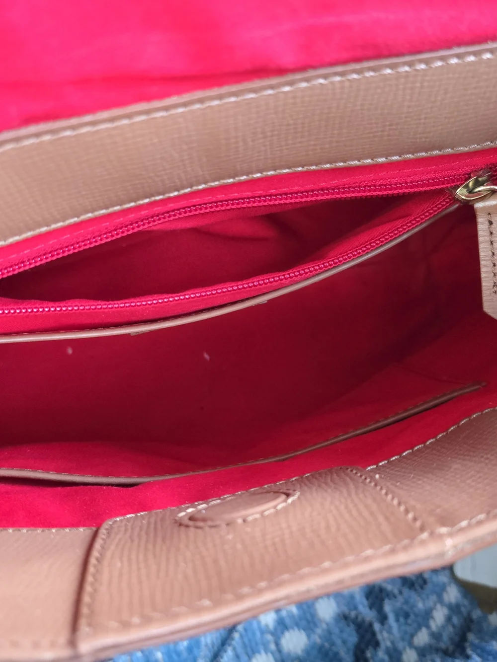 Dooney & Bourke Brown Leather Tote with Tan Trim and Tassel